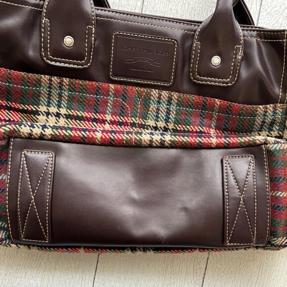 Tommy Hilfiger American Classic Brown Purse Multicolor Plaid - Picture 6 of 12